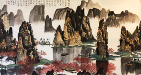 康健作品9《漓江秋色》180cmX95cm 2017年